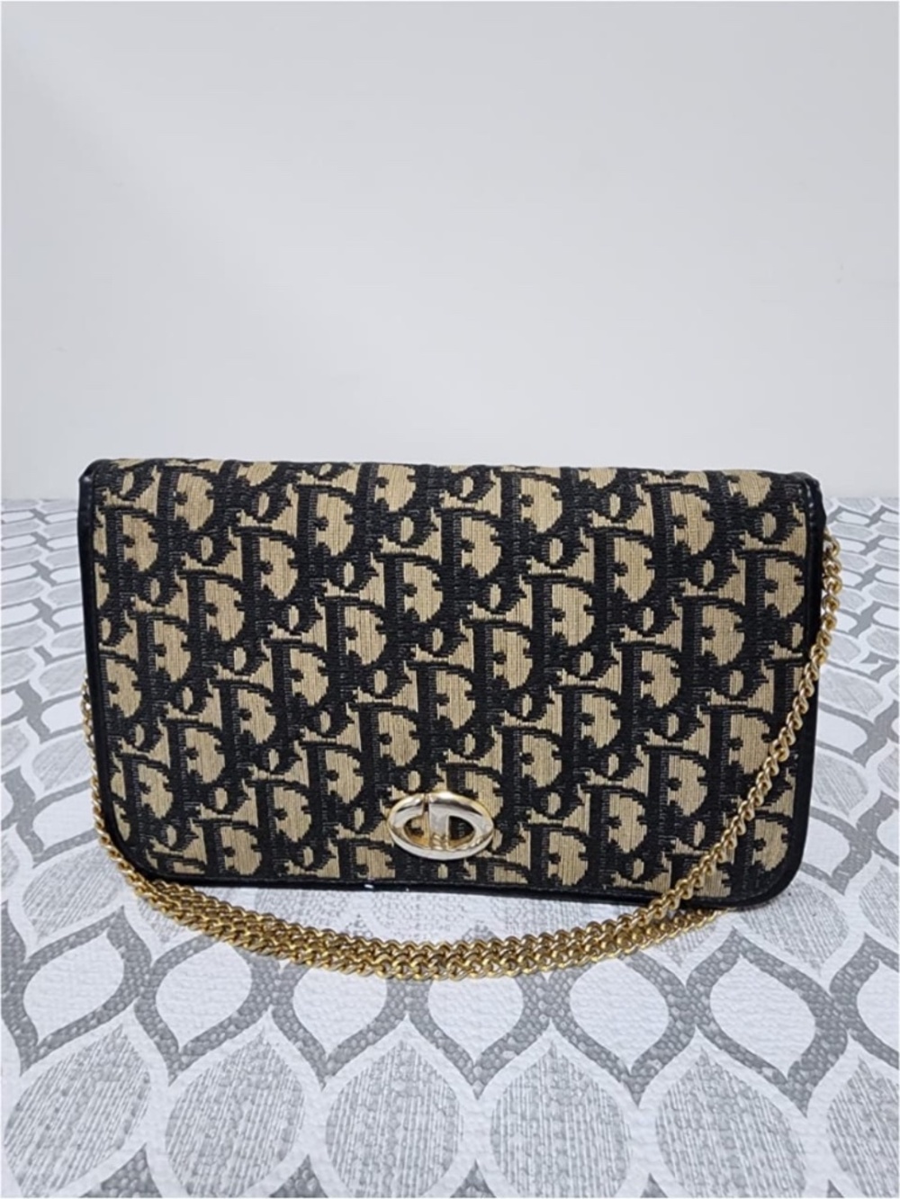 Authentic Christian Dior Vintage Diorissimo Trotter Bag Beige/Black - Picture 10 of 12